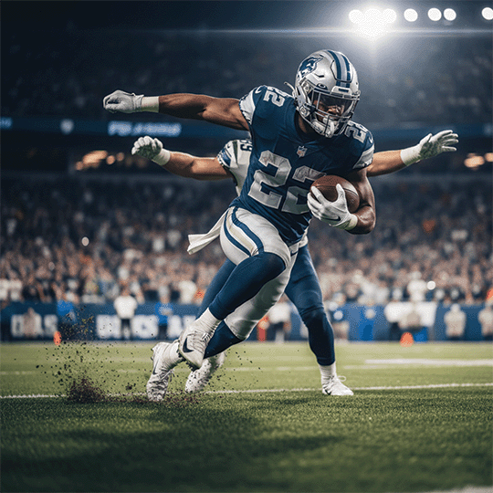 NFL player sprinting down the field